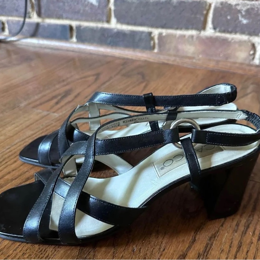 ISO!!! Calico-  Black Strappy Sandals with Moderate Heel